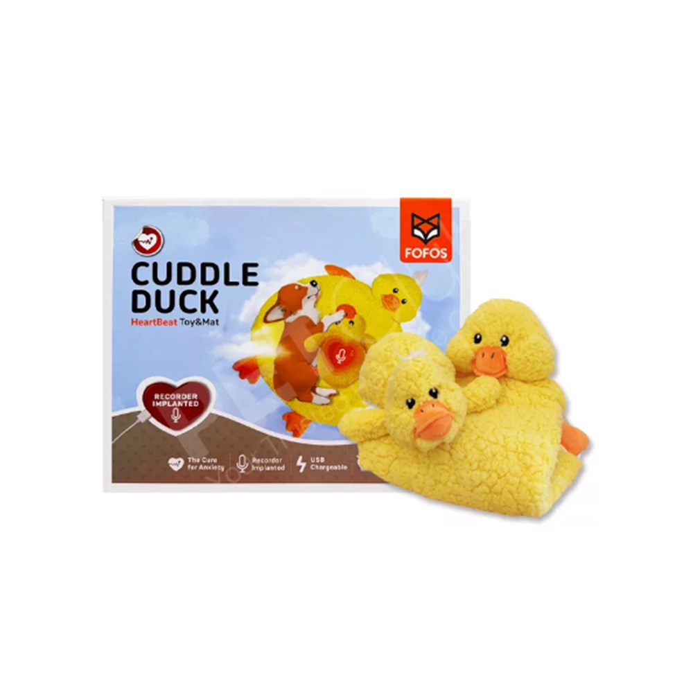 FOFOS Cuddle Recorder Duck HeartBeat With Mat Dog Toy