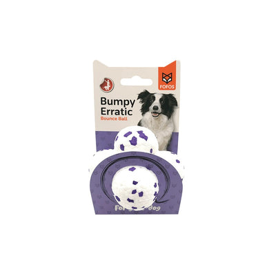FOFOS The Amazing Ultra-Durable White/Purple Bounce Dog Toy Ball