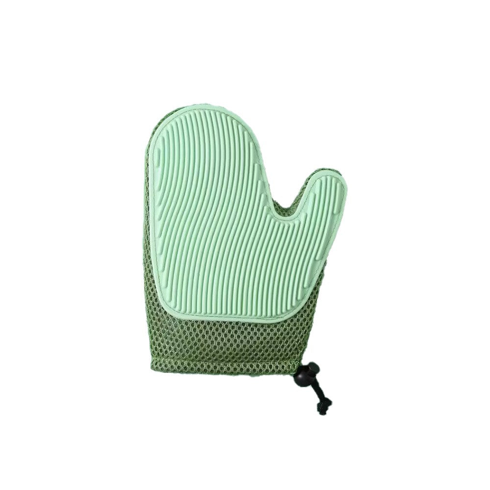 Double-sided Usable Green Hair Remover Pet Grooming Hand Gloves
