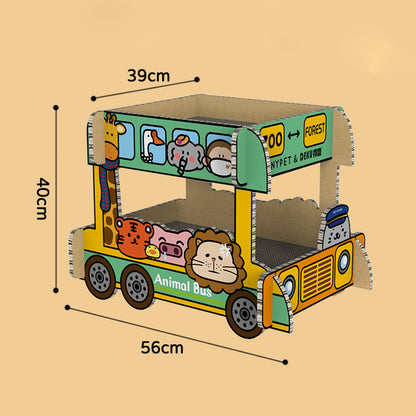TINYPET Double-Decker Animal Bus Corrugated Paper Cat Scratcher