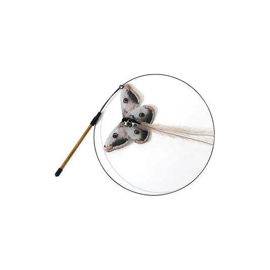Simulation Feather Steel Wire Cat Teaser Wand Grey Butterfly