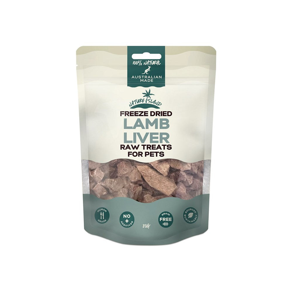 NATURE ISLAND Freeze Dried Lamb Liver Raw Pet Treats 80g