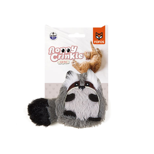 FOFOS Floppy Crinkle Raccoon Interactive Cat Toy