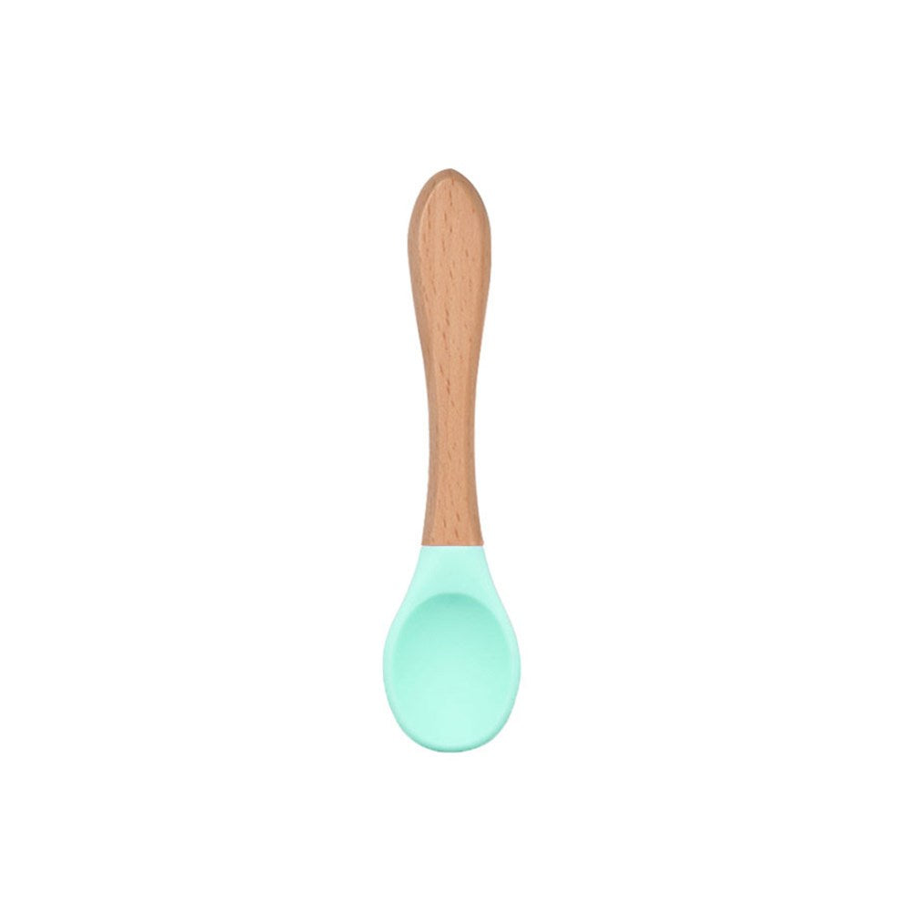 Aqua Wooden-Handle Silicone Pet Spoon