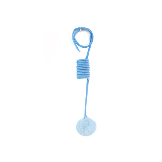 Blue Plush Spring Ball Hanging Stretchable Cat Toy