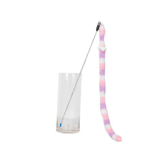 Light-Colored Plush Rainbow Snake Cat Teaser
