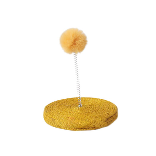 Spring Sword Sisal Ball Durable Cat Scratching Board - Yellow
