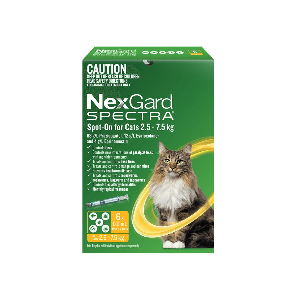NEXGARD SPECTRA Spot-On Cat Fleas & Ticks Management 6 pcs (2.5 - 7.5kg)