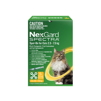 NEXGARD SPECTRA Spot-On Cat Fleas & Ticks Management 6 pcs (2.5 - 7.5kg)
