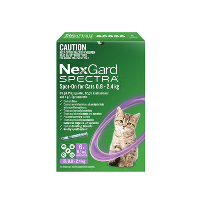 NEXGARD SPECTRA Spot-On Cat Fleas & Ticks Management 6 pcs (0.8 - 2.4kg)