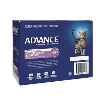 ADVANCE Chicken and Turkey Jelly Cat Food for Adult Cats 12x85g