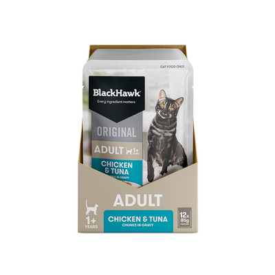 BLACK HAWK Original Chicken & Tuna in Gravy Adult Wet Cat Food 85g x 12
