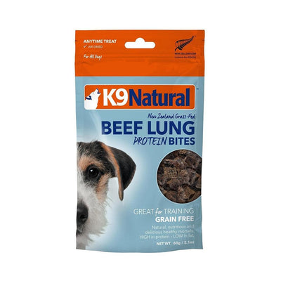 K9 NATURAL Beef Lung Protein Bites Air Dried Dog Treats 60g