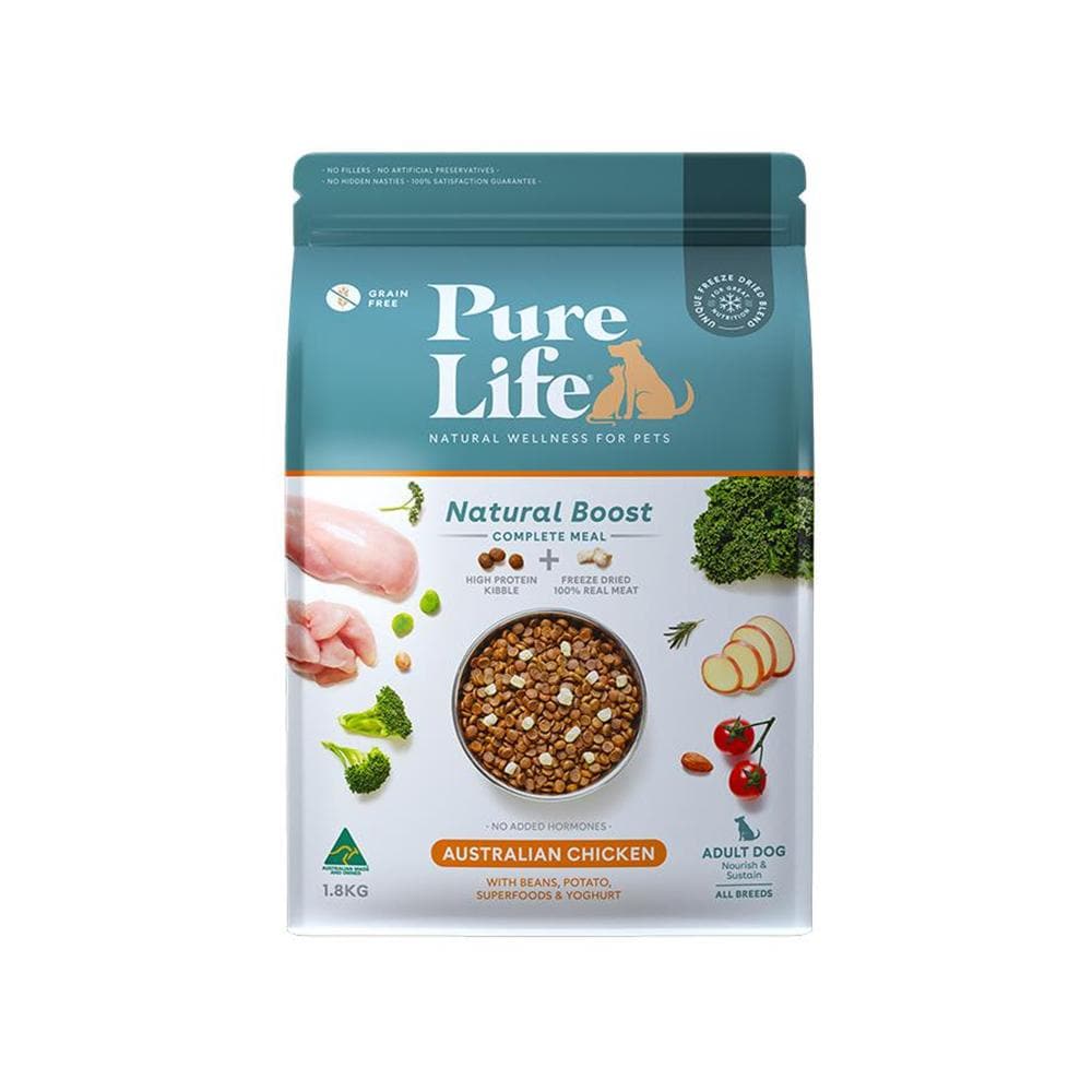 PURE LIFE Natural Boost Chicken Grain Free Dog Food for Adult Dogs 1.8kg