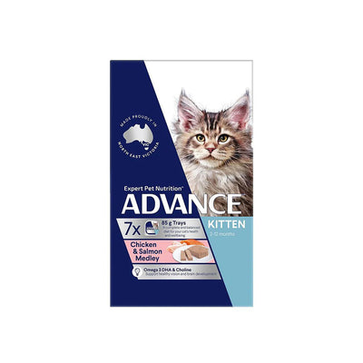 ADVANCE Chicken and Salmon Cat Food for Kittens 7x85g