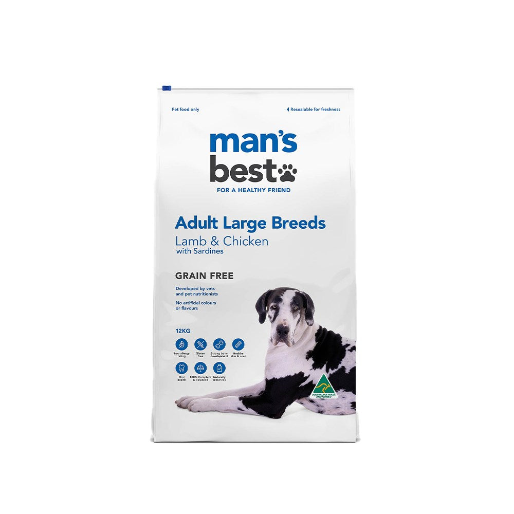 MAN'S BEST Large Breeds Lamb & Chicken Adult Dog Food 12KG