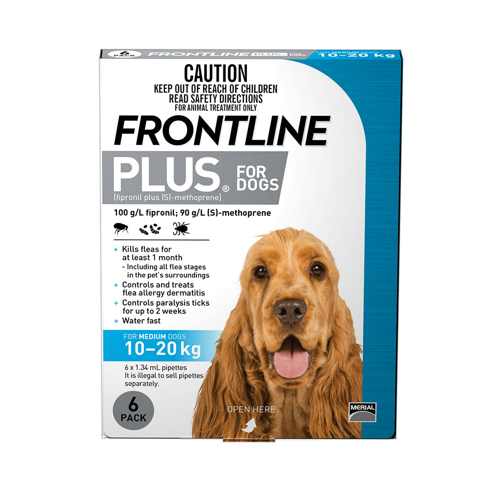 FRONTLINE Plus Blue Flea Topical Treatment for Medium Dog (10-20Kg) 6 pcks