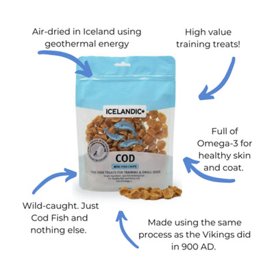 ICELANDIC+Mini Cod Training Chips Dry Dog Treats 85g