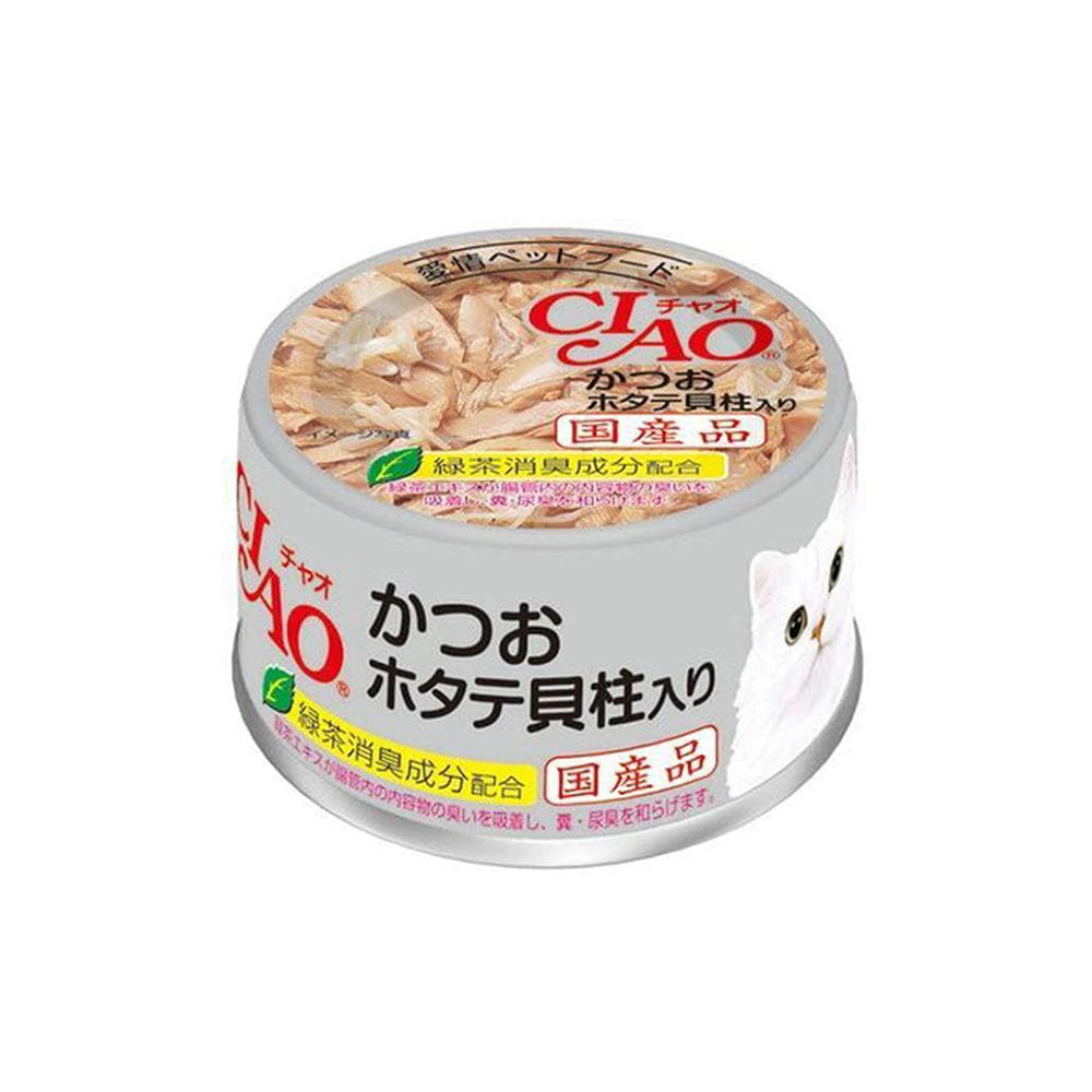 CIAO Dried Scallops & Skipjack Tuna Wet Cat Food 85g (canned)