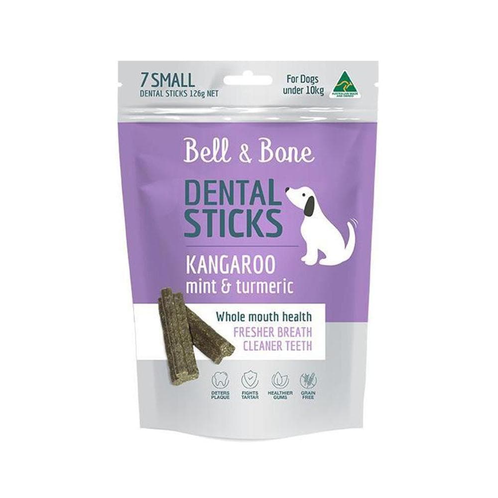BELL & BONE Kangaroo, Mint & Turmeric Dental Stick Dog Treats 126g (small)