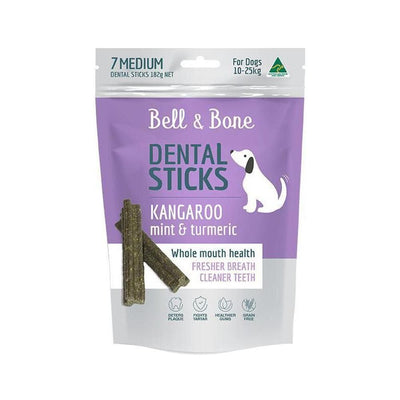 BELL & BONE Kangaroo, Mint & Turmeric Dental Stick Dog Treats 182g (medium)