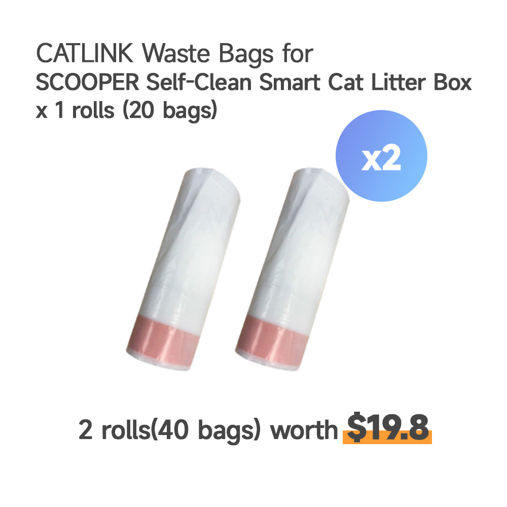 CATLINK Waste Bags for SCOOPER Self-Clean Smart Cat Litter Box 2x20bags + ZODIAC Lavender Clumping Cat Litter 3x6kg