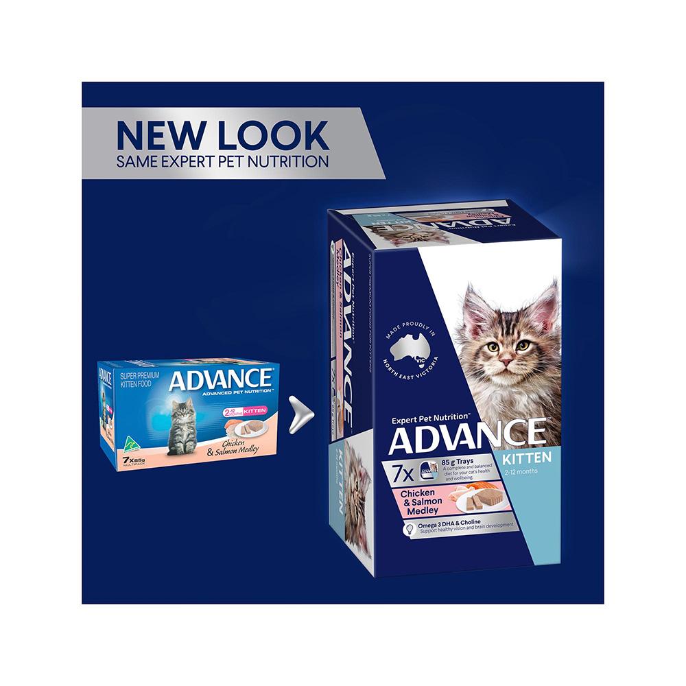 ADVANCE Chicken and Salmon Cat Food for Kittens 7x85g
