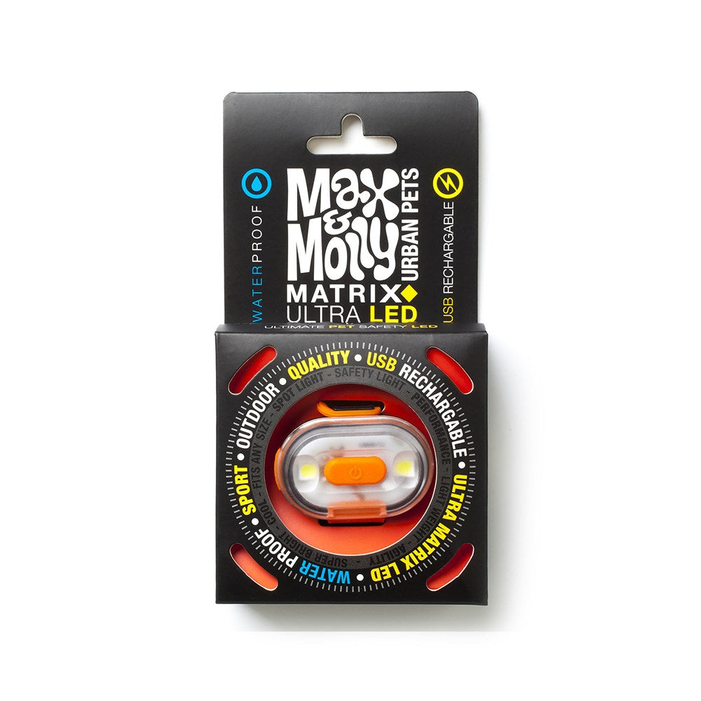 MAX & MOLLY Orange Matrix Ultra LED Harness/Collar Safety Light