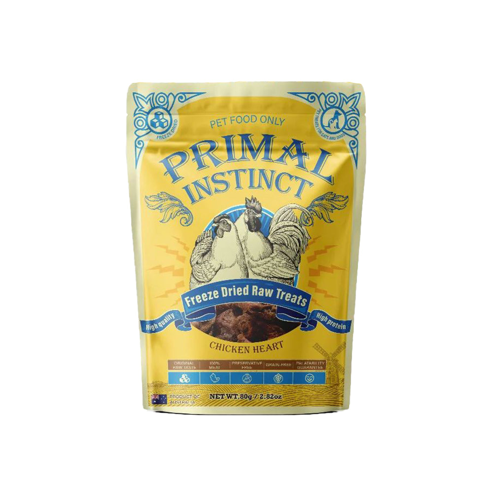 PRIMAL INSTINCT Freeze Dried Pet Treat Chicken Heart 80g