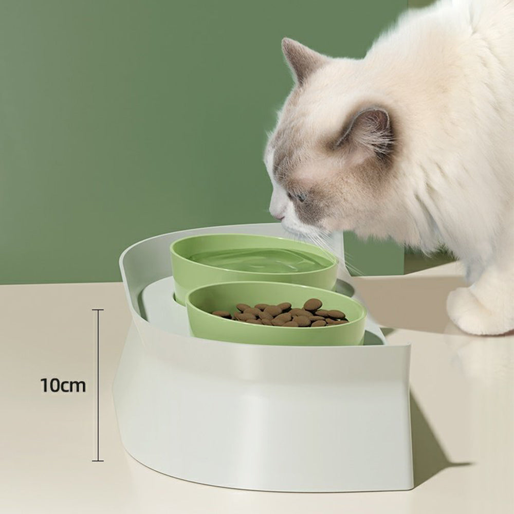 PAKEWAY Double Plastic Green Feeding Bowls with Grey Rack