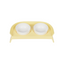 PAKEWAY White Double Plastic Pet Bowls with Yellow Rack