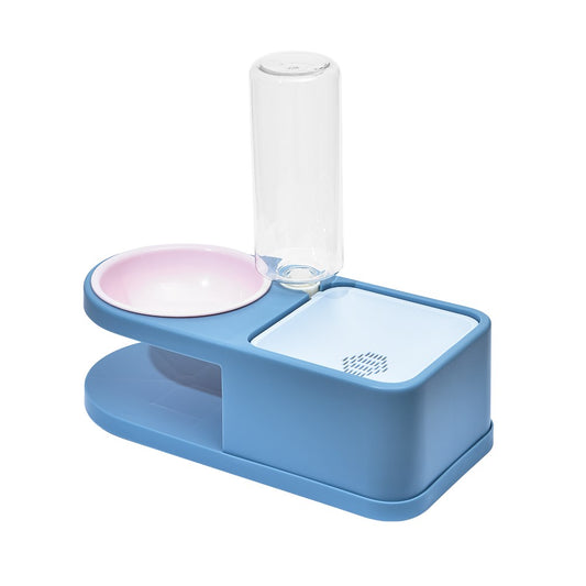 PAKEWAY Blue "Square Met Round" Pet Food Drinking Bowl