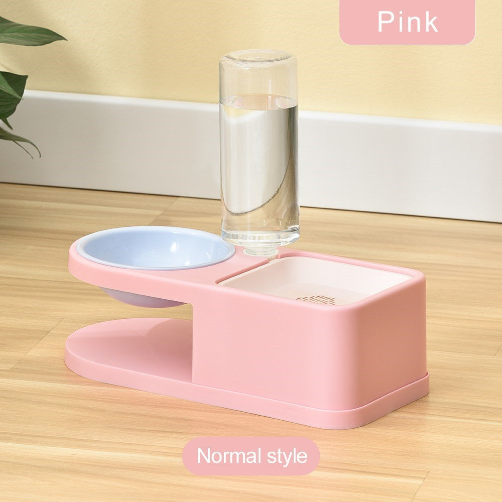 PAKEWAY Pink "Square Met Round" Pet Food Drinking Plastic Bowl