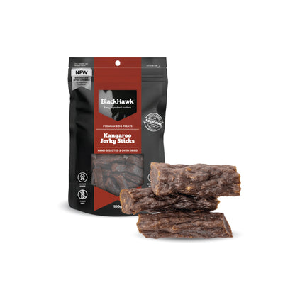 BLACK HAWK Dog Treats Kangaroo Jerky Sticks 100g