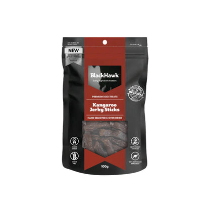 BLACK HAWK Dog Treats Kangaroo Jerky Sticks 100g