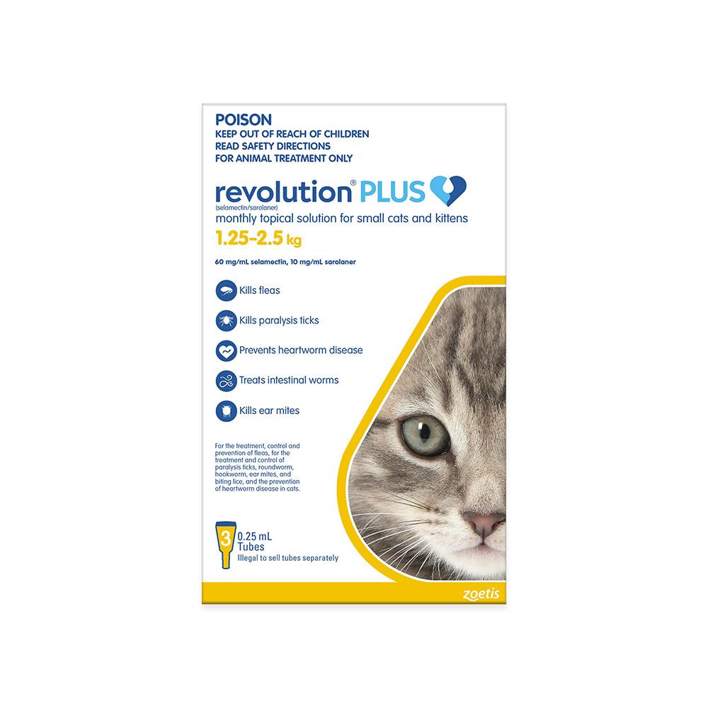 REVOLUTION Plus Cat Fleas & Ticks Management for Small Cats and Kittens (1.25-2.5kg) 3 tubes