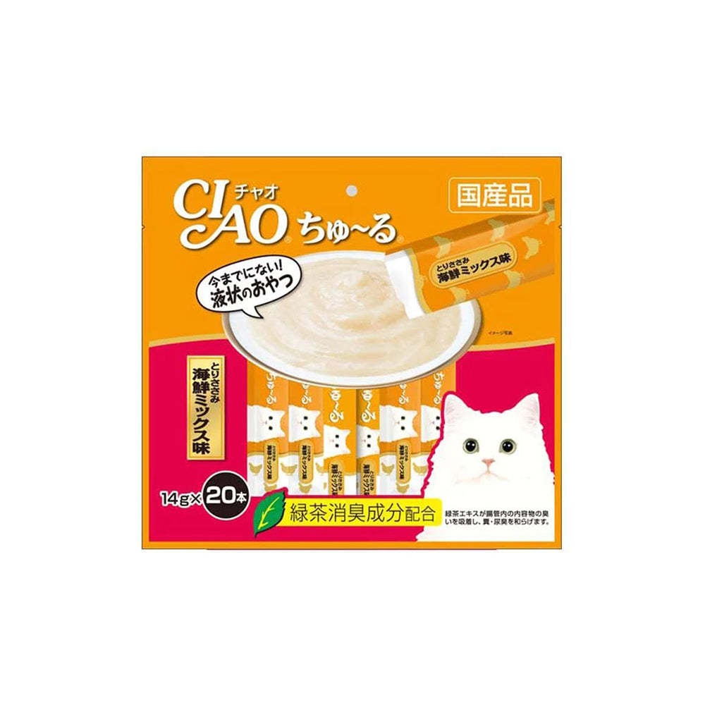 CIAO Churu Chicken Fillet Seafood Mix Puree Cat Wet Treats 20x14g