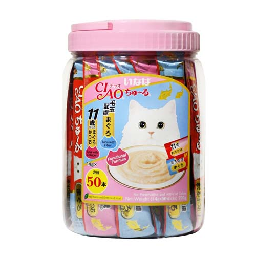 CIAO Churu Tuna Collagen and Fiber Jar Cat Treats 50x14g