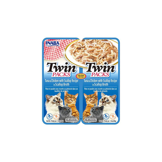 INABA Twin Packs Tuna with Chicken & Scallop Flavored Broth Wet Cat Treats 2x40g