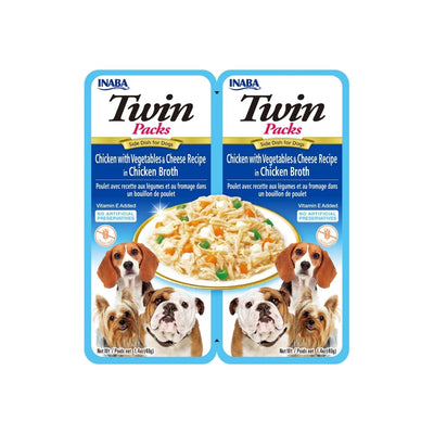 INABA Twins Packs Chicken with Vegetables & Cheese Recipe Broth Dog Treats 2x40g