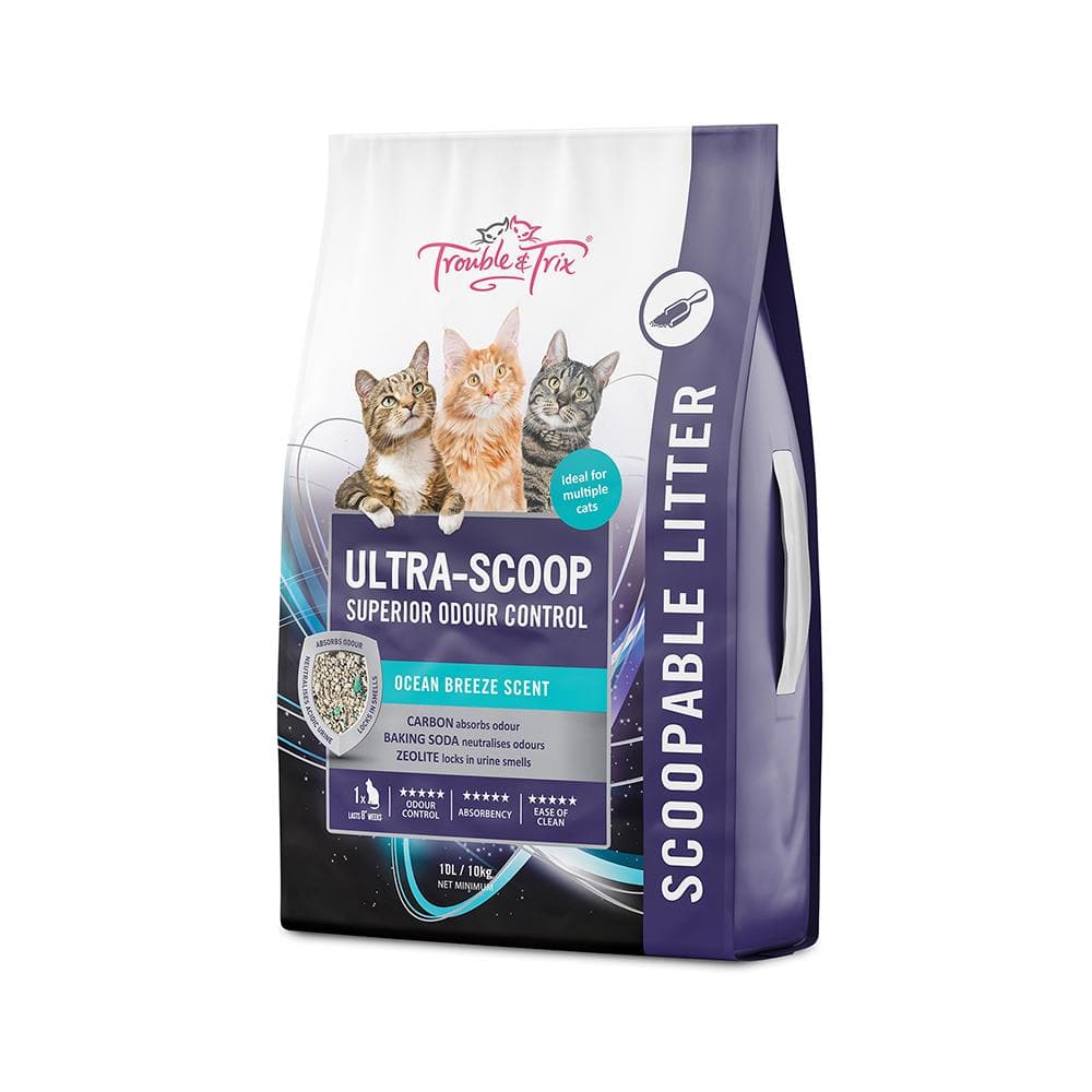 TROUBLE & TRIX Ultra-Scoop Ocean Breeze Cat Litter 10L/10kg