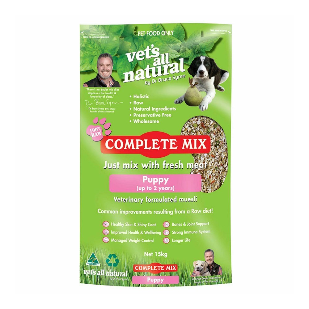 VETS ALL NATURAL Complete Mix Air Dried Dog Food for Puppies 15kg