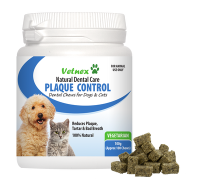 VETNEX Plaque Control Vegetarian Dental Chews for Dogs & Cats 100g