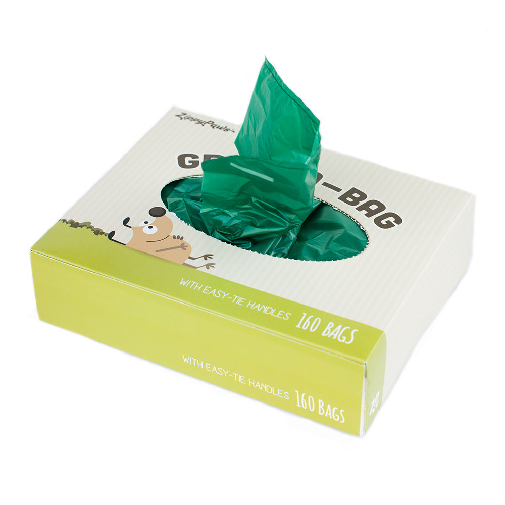ZIPPY PAWS Unscented Green Dog Poop Bags (box of 160 bags)