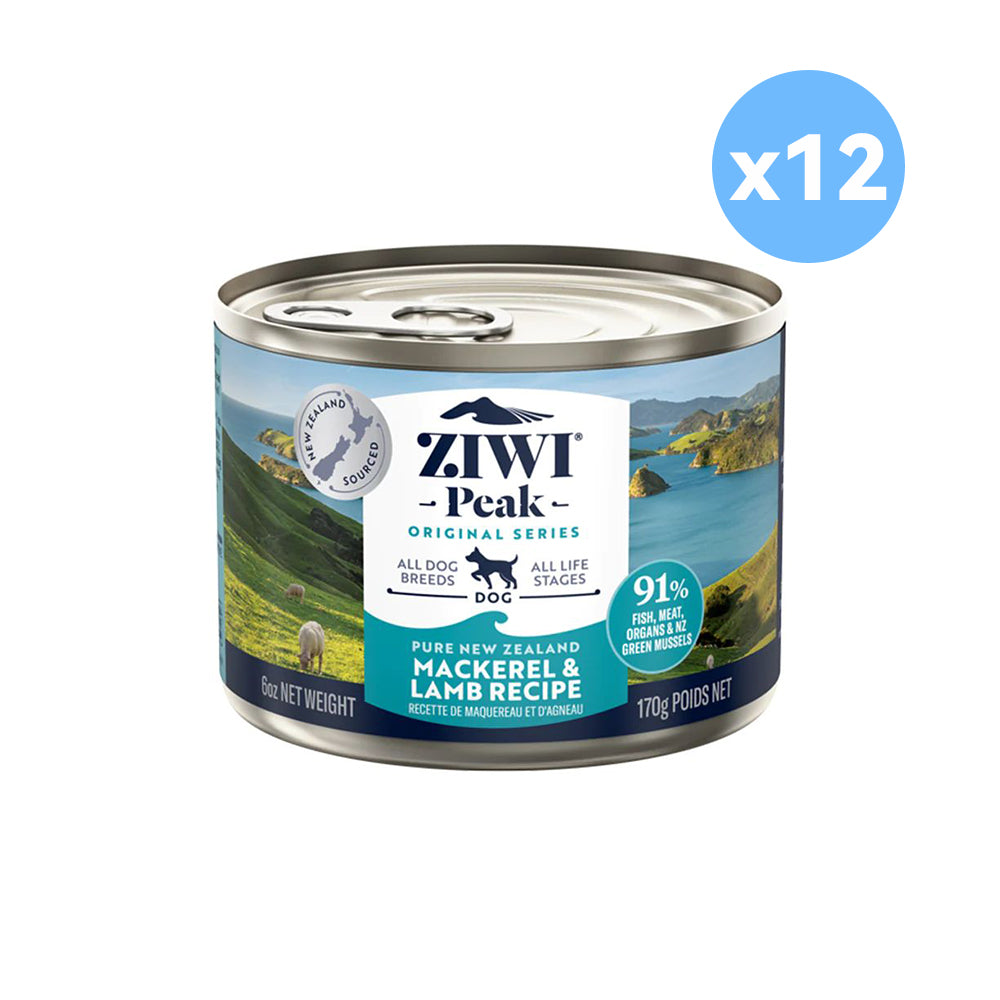 ZIWI Peak Mackerel & Lamb Recipe Grain Free Dog Food 12x170g (canned)
