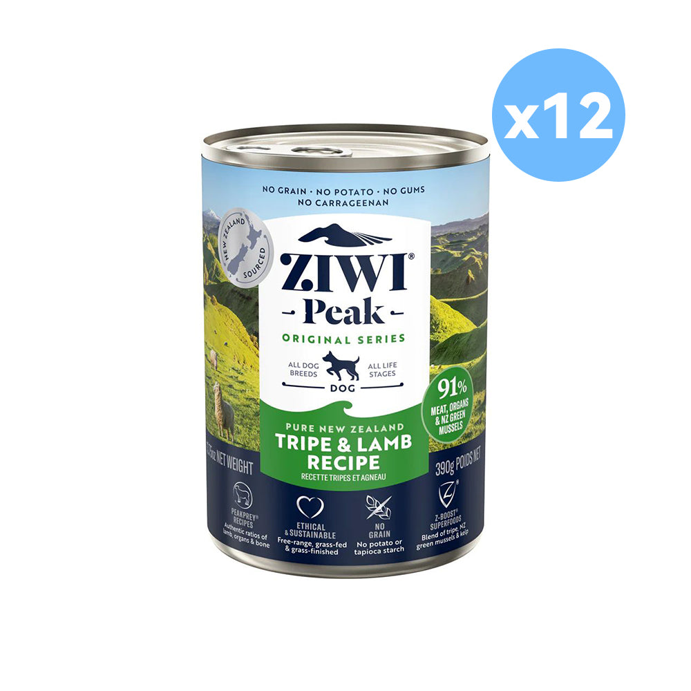 ZIWI Peak Tripe & Lamb Recipe Grain Free Dog Food 12x390g (canned)