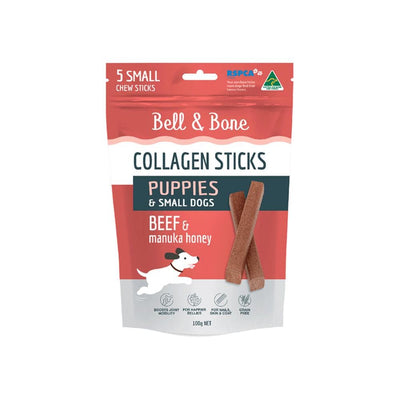 BELL & BONE Beef & Manuka Honey Collagen Sticks Dog Treats for Puppies & Small Dogs 100g (small)