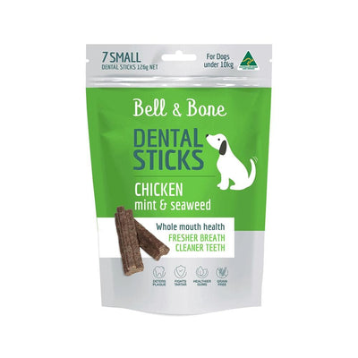 BELL & BONE Chicken, Mint & Seaweed Dental Stick Dog Treats 126g (small)