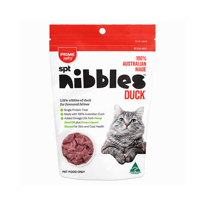 PRIME100 Pantry SPT Nibbles Duck Cat Training and Reward Treats 40g