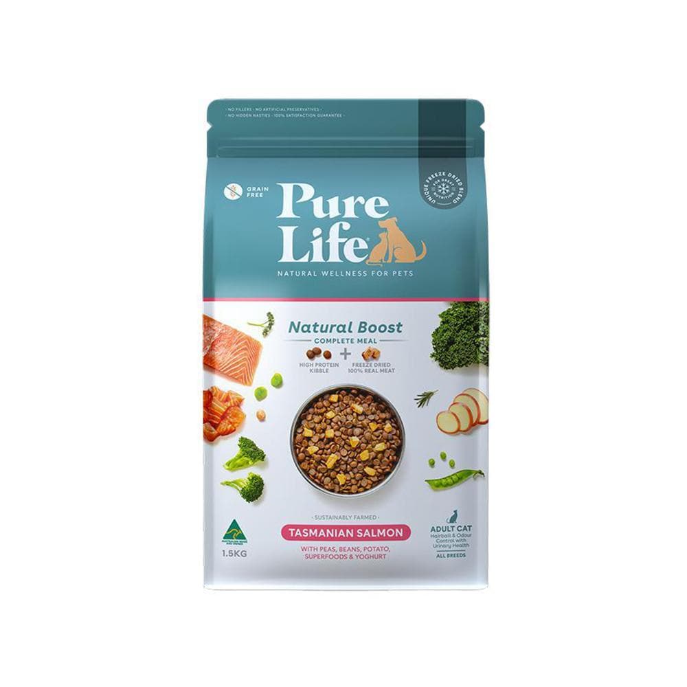 PURE LIFE Natural Boost Salmon Grain Free Cat Food for Adult Cats 1.5kg
